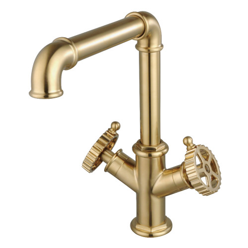Kingston Brass Fuller Two-Handle Single-Hole Kitchen Faucet, Brushed Brass - LS6503CG