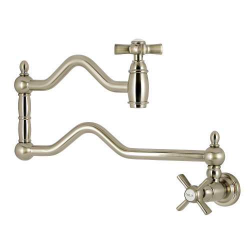 Kingston Brass Millennium Wall Mount Pot Filler Faucet, Brushed Nickel - KS2108ZX