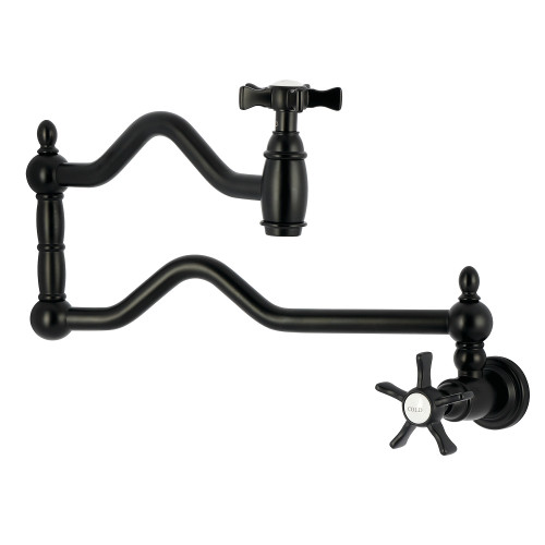 Kingston Brass Hamilton Wall Mount Pot Filler Faucet, Matte Black - KS2100NX