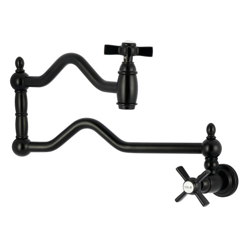 Kingston Brass Millennium Wall Mount Pot Filler Faucet, Matte Black - KS2100ZX