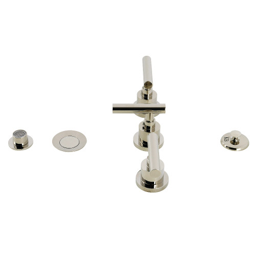 Kingston Brass Manhattan Three-Handle Bidet Faucet with Brass Pop-Up, Polished Nickel - KB6326CML