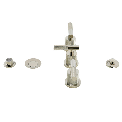 Kingston Brass Convergent Three-Handle Bidet Faucet with Knurled Handle and Brass Pop-Up, Polished Nickel - KB6326KNL
