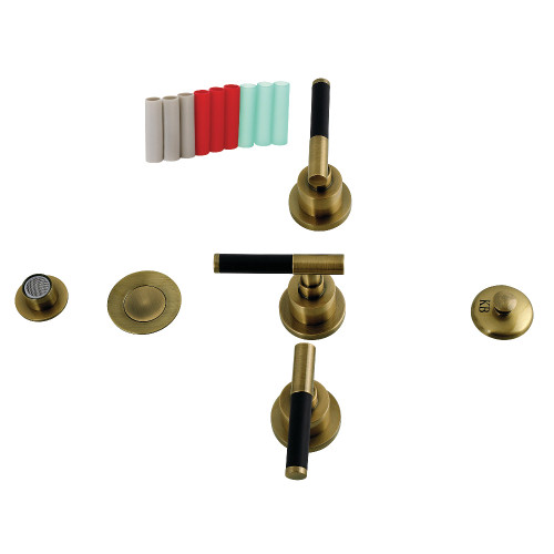 Kingston Brass Kaiser Three-Handle Bidet Faucet with Brass Pop-Up, Antique Brass - KB6323CKL