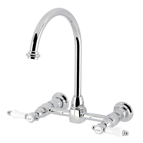 Kingston Brass Bel-Air Two-Handle Wall Mount Bridge Kitchen Faucet, Polished Chrome - KS1291BPL