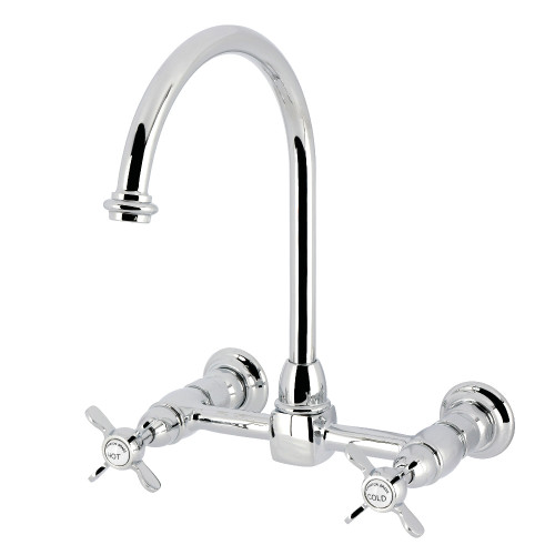 Kingston Brass Essex Two-Handle Wall Mount Bridge Kitchen Faucet, Polished Chrome - KS1291BEX