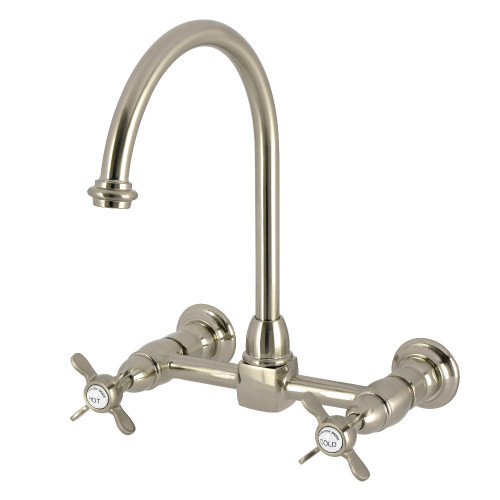 Kingston Brass Essex Two-Handle Wall Mount Bridge Kitchen Faucet, Brushed Nickel - KS1298BEX