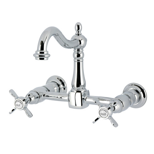 Kingston Brass Essex Two-Handle Wall Mount Bridge Kitchen Faucet, Polished Chrome - KS1261BEX