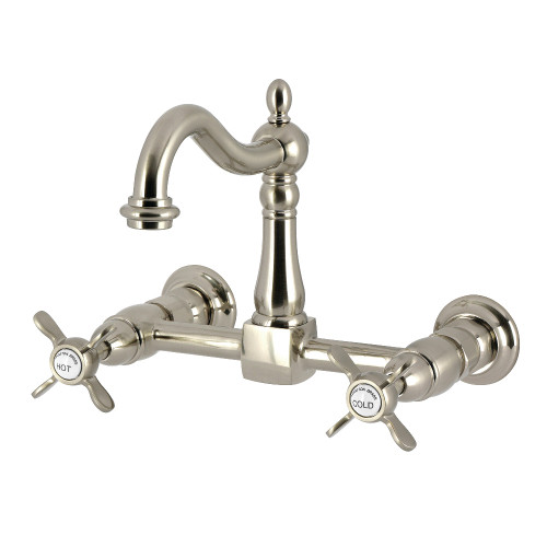 Kingston Brass Essex Two-Handle Wall Mount Bridge Kitchen Faucet, Brushed Nickel - KS1268BEX