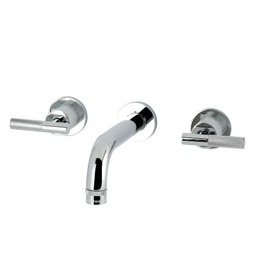Kingston Brass Convergent Double-Handle Wall Mount Bathroom Faucet with Knurled Handle, Polished Chrome - KS8121KNL