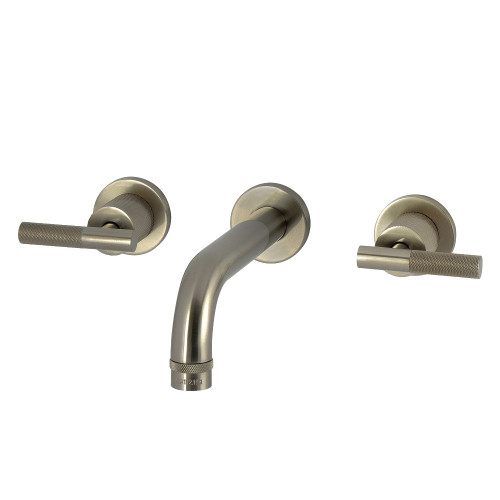Kingston Brass Convergent Double-Handle Wall Mount Bathroom Faucet with Knurled Handle, Brushed Nickel - KS8128KNL