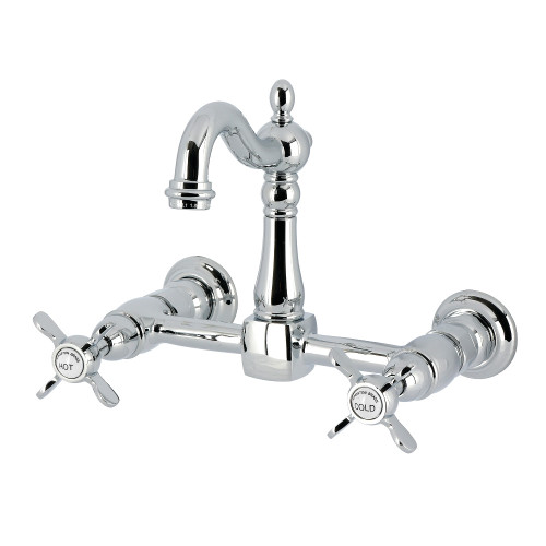 Kingston Brass Essex Two-Handle Wall Mount Bridge Kitchen Faucet, Polished Chrome - KS2441BEX
