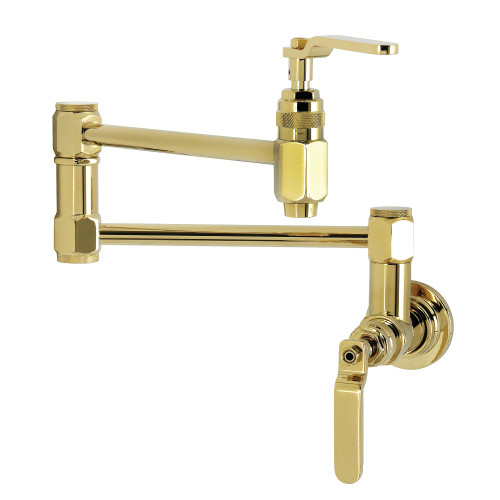 Kingston Brass Whitaker Wall Mount Pot Filler Faucet, Polished Brass - KS5102KL