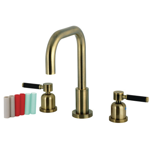 Kingston Brass Kaiser Widespread Bathroom Faucet with Brass Pop-Up, Antique Brass - FSC893DKLAB