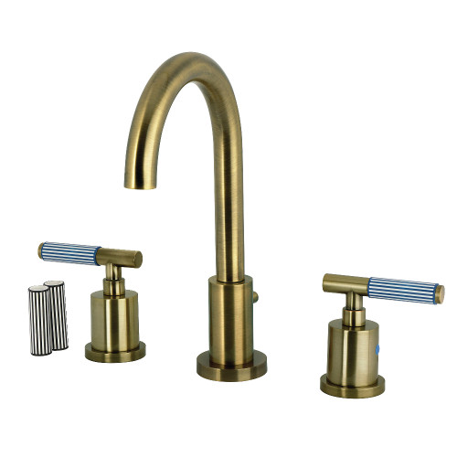 Kingston Brass Verona Widespread Bathroom Faucet with Brass Pop-Up, Antique Brass - FSC892KPSAB