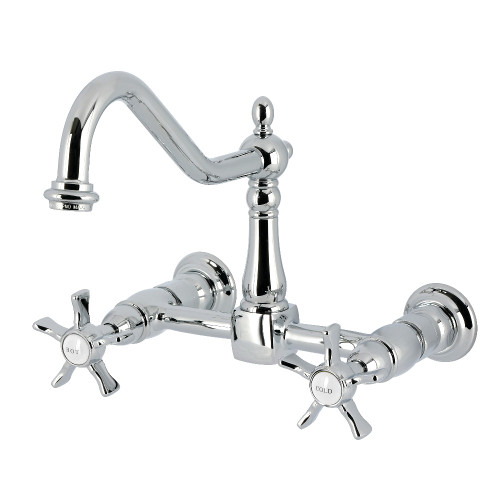 Kingston Brass Hamilton Two-Handle Wall Mount Bridge Kitchen Faucet, Polished Chrome - KS1241NX