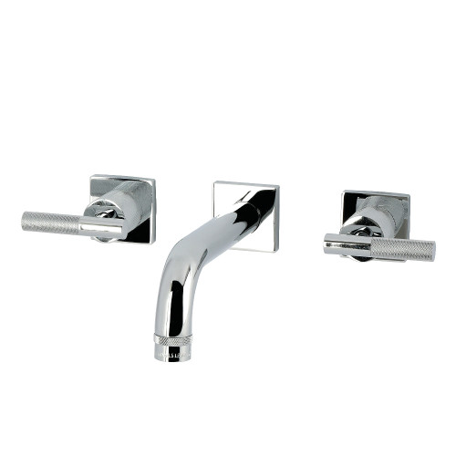 Kingston Brass Convergent Double-Handle Wall Mount Bathroom Faucet with Knurled Handle, Polished Chrome - KS6121KNL