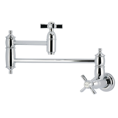 Kingston Brass Millennium Wall Mount Pot Filler Faucet, Polished Chrome - KS3101ZX