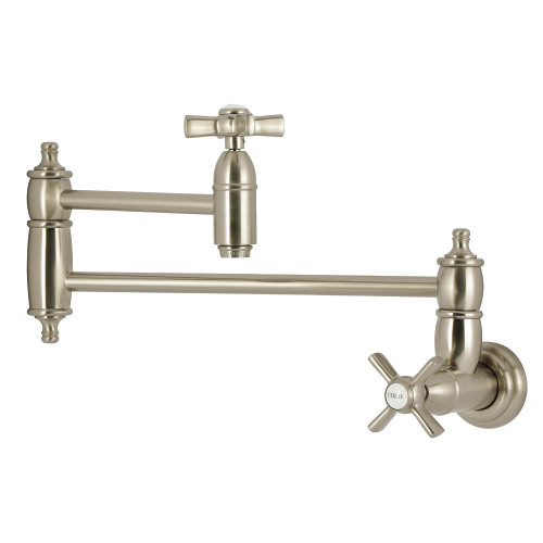 Kingston Brass Millennium Wall Mount Pot Filler Faucet, Brushed Nickel - KS3108ZX