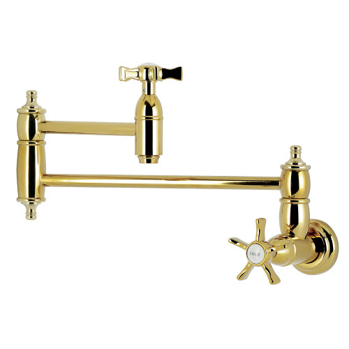 Kingston Brass Hamilton Wall Mount Pot Filler Faucet, Polished Brass - KS3102NX