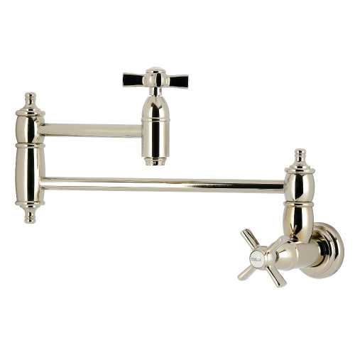 Kingston Brass Millennium Wall Mount Pot Filler Faucet, Polished Nickel - KS3106ZX