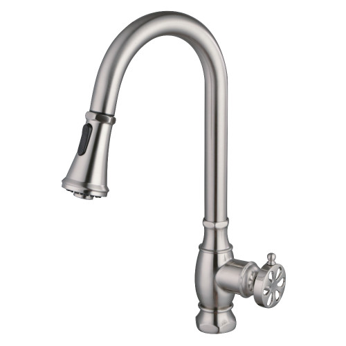 Kingston Brass Belknap Single-Handle Pull-Down Kitchen Faucet, Brushed Nickel - LS8698RX