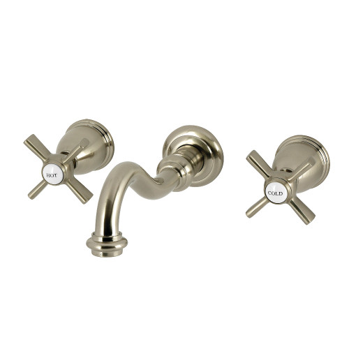 Kingston Brass Millennium Double-Handle Wall Mount Bathroom Faucet, Brushed Nickel - KS3128ZX