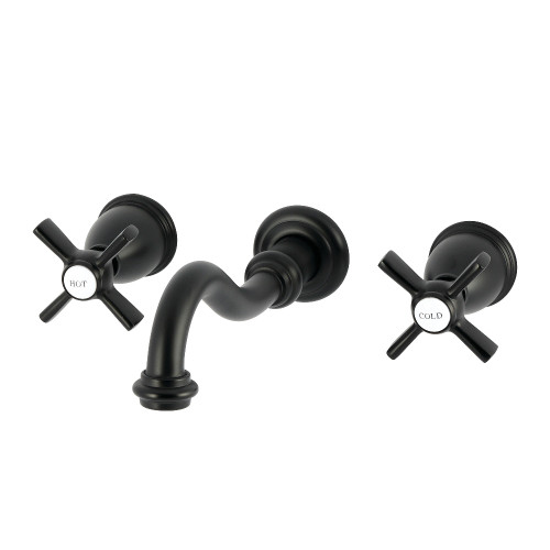 Kingston Brass Millennium Double-Handle Wall Mount Bathroom Faucet, Matte Black - KS3120ZX