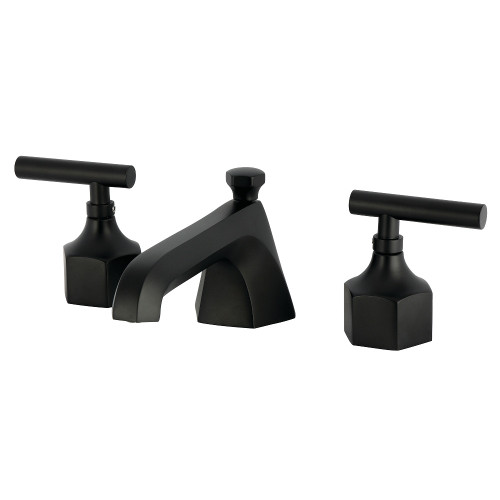 Kingston Brass Navei Widespread Bathroom Faucet with Brass Pop-Up, Matte Black - KZ4460CML