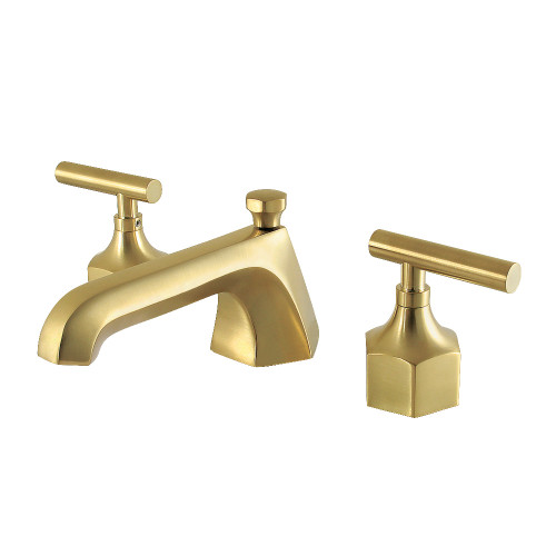 Kingston Brass Navei Widespread Bathroom Faucet with Brass Pop-Up, Brushed Brass - KZ4467CML