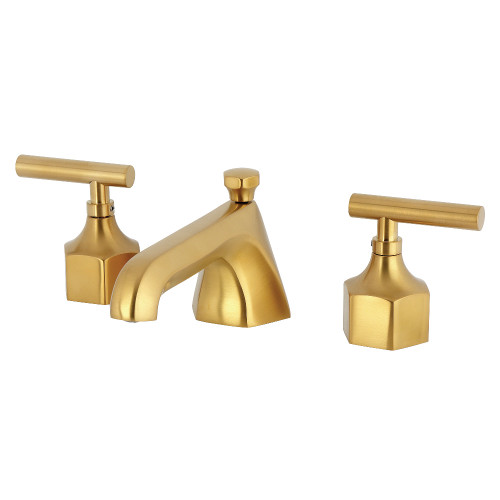 Kingston Brass Navei Widespread Bathroom Faucet with Brass Pop-Up, Brushed Gold - KZ446CMLBG