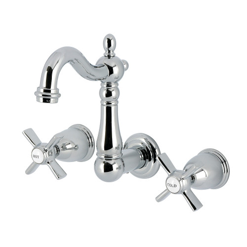 Kingston Brass Millennium Double-Handle Wall Mount Bathroom Faucet, Polished Chrome - KS1221ZX