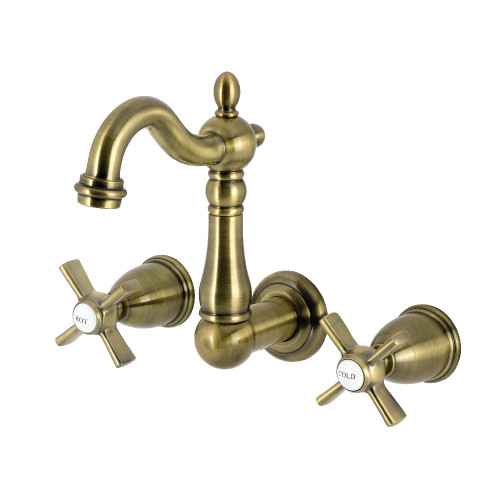 Kingston Brass Millennium Double-Handle Wall Mount Bathroom Faucet, Antique Brass - KS1223ZX