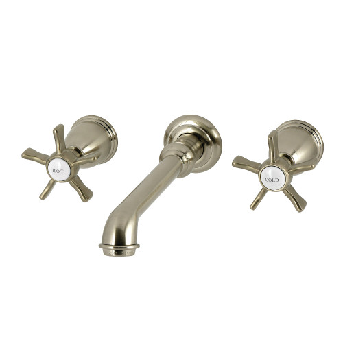 Kingston Brass Hamilton Double-Handle Wall Mount Bathroom Faucet, Brushed Nickel - KS7128NX