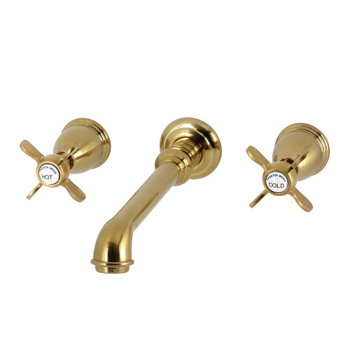 Kingston Brass Essex Double-Handle Wall Mount Bathroom Faucet, Brushed Brass - KS7127BEX