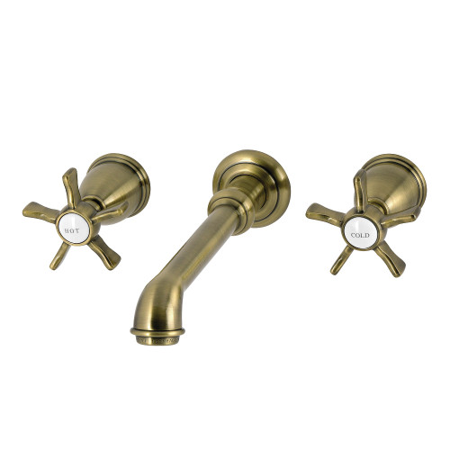 Kingston Brass Hamilton Double-Handle Wall Mount Bathroom Faucet, Antique Brass - KS7123NX