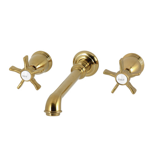 Kingston Brass Hamilton Double-Handle Wall Mount Bathroom Faucet, Brushed Brass - KS7127NX