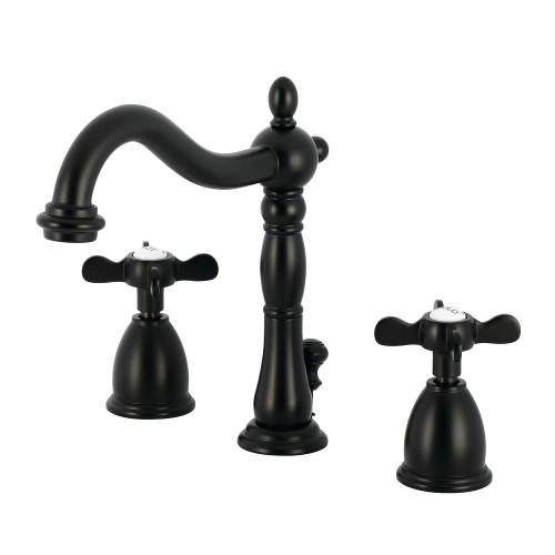 Kingston Brass Essex Widespread Bathroom Faucet with Brass Pop-Up, Matte Black - KB1970BEX