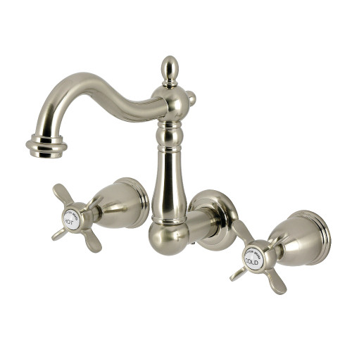 Kingston Brass Essex Double-Handle Wall Mount Bathroom Faucet, Brushed Nickel - KS1258BEX