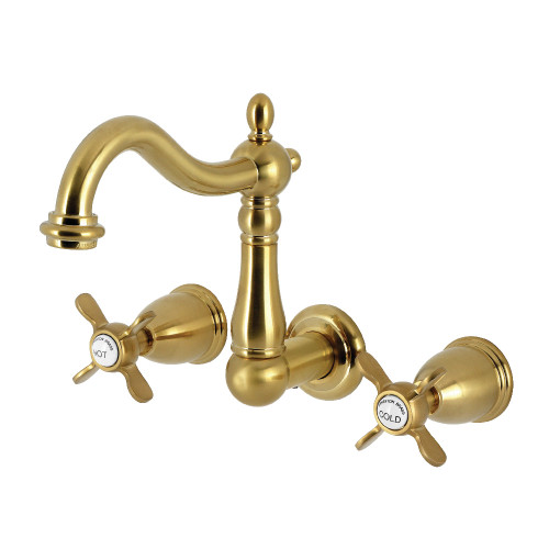 Kingston Brass Essex Double-Handle Wall Mount Bathroom Faucet, Brushed Brass - KS1257BEX