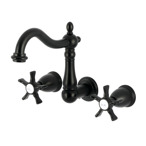 Kingston Brass Hamilton Double-Handle Wall Mount Bathroom Faucet, Matte Black - KS1250NX