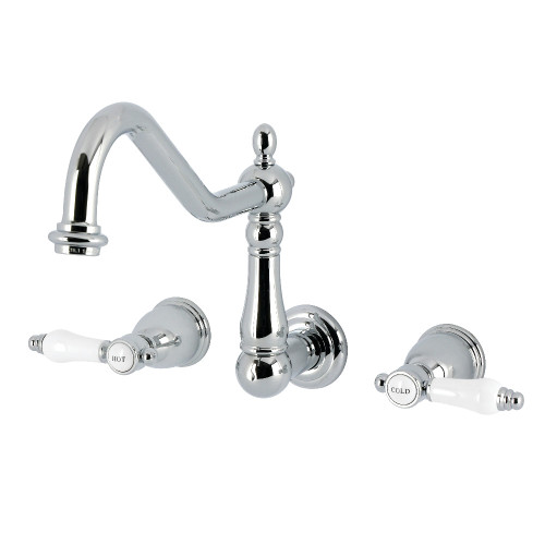 Kingston Brass Bel-Air Two-Handle Wall Mount Kitchen Faucet, Polished Chrome - KS1281BPL