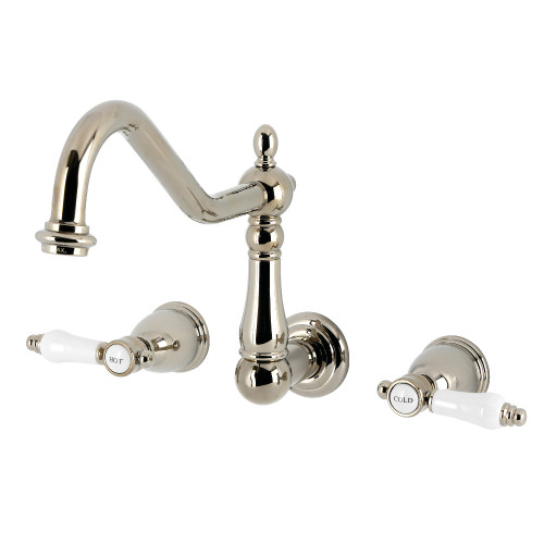 Kingston Brass Bel-Air Two-Handle Wall Mount Kitchen Faucet, Polished Nickel - KS1286BPL
