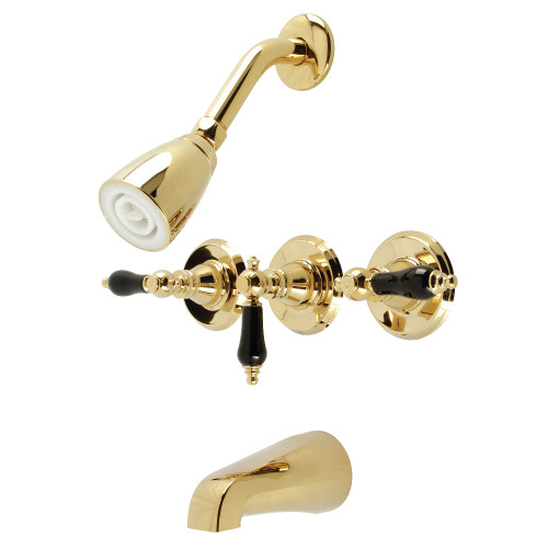 Kingston Brass Duchess Triple-Handle Tub and Shower Faucet, Polished Brass - KB232AKL