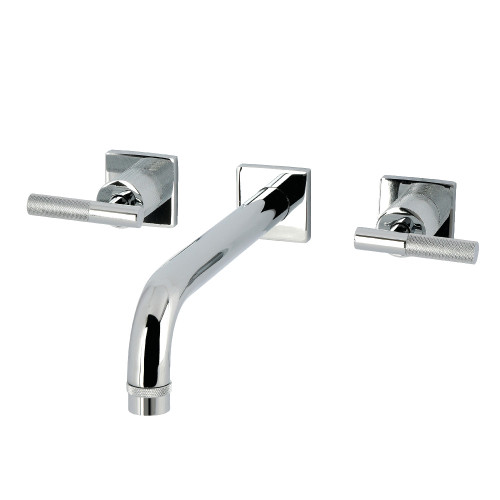 Kingston Brass Convergent Two-Handle Wall Mount Roman Tub Faucet with Knurled Handle, Polished Chrome - KS6021KNL