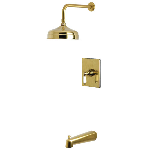 Kingston Brass Demure Single-Handle Pressure Balanced Tub and Shower Faucet, Brushed Brass - KB6347PL