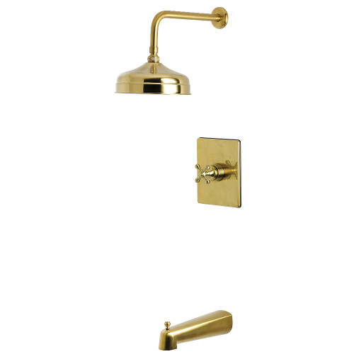 Kingston Brass Metropolitan Single-Handle Pressure Balanced Tub and Shower Faucet, Brushed Brass - KB6347BX