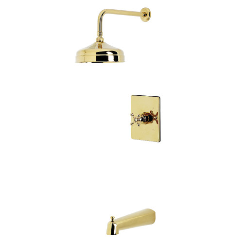 Kingston Brass Metropolitan Single-Handle Pressure Balanced Tub and Shower Faucet, Polished Brass - KB6342BX