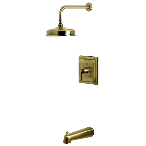 Kingston Brass NuvoFusion Single-Handle Pressure Balanced Tub and Shower Faucet, Antique Brass - KB5893NDL