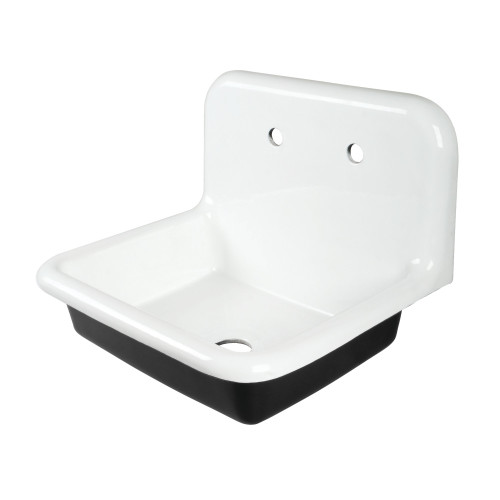 Kingston Brass Petra Galley 24" Cast Iron Single Bowl Wall Mount Utility Sink (2-Hole), White - GCLWS242019