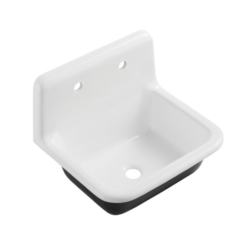 Kingston Brass Petra Galley 22" Cast Iron Single Bowl Wall Mount Utility Sink, White - GCLWS22187